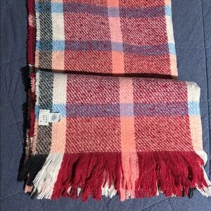 Cozy Plaid Throw Blanket - Red, Blue, and White 27” across 74” long